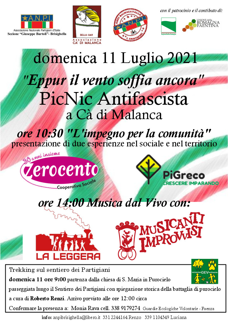 Domenica 11 luglio 2021 PicNic antifascista a Cà di Malanca - Ca' di Malanca